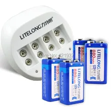 4 шт. 9 В батарея супер 880 мАч 9 В литий-ионная литиевая аккумуляторная батарея 9 вольт с 9 в зарядное устройство для микрофона батарея