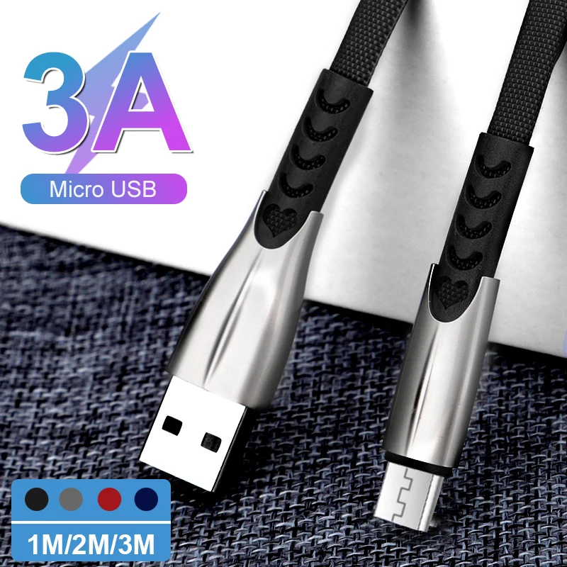 

Micro USB Cable 3A Fast Charging Microusb Charger Cable For Samsung Xiaomi Data Wire Cord Android Mobile Phone Cables 1m 2M 3M