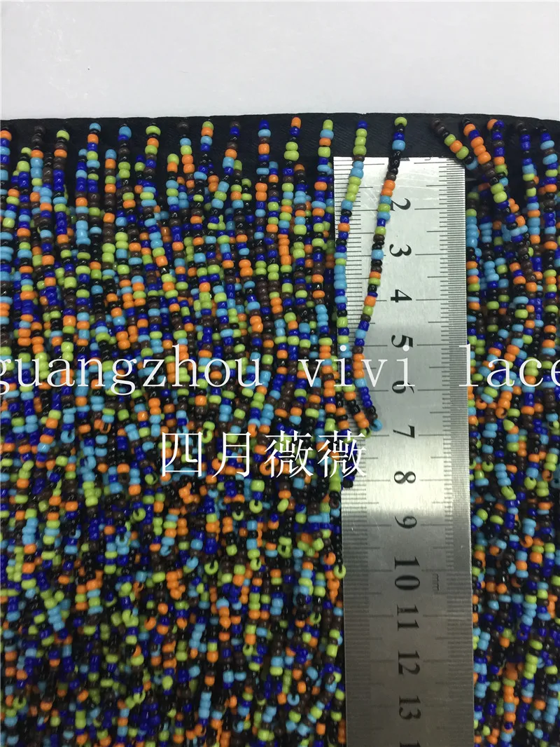 Best 10 yards bag cc001# colorful round beads tassel fringe7 cm width for decoration dress fashion designer