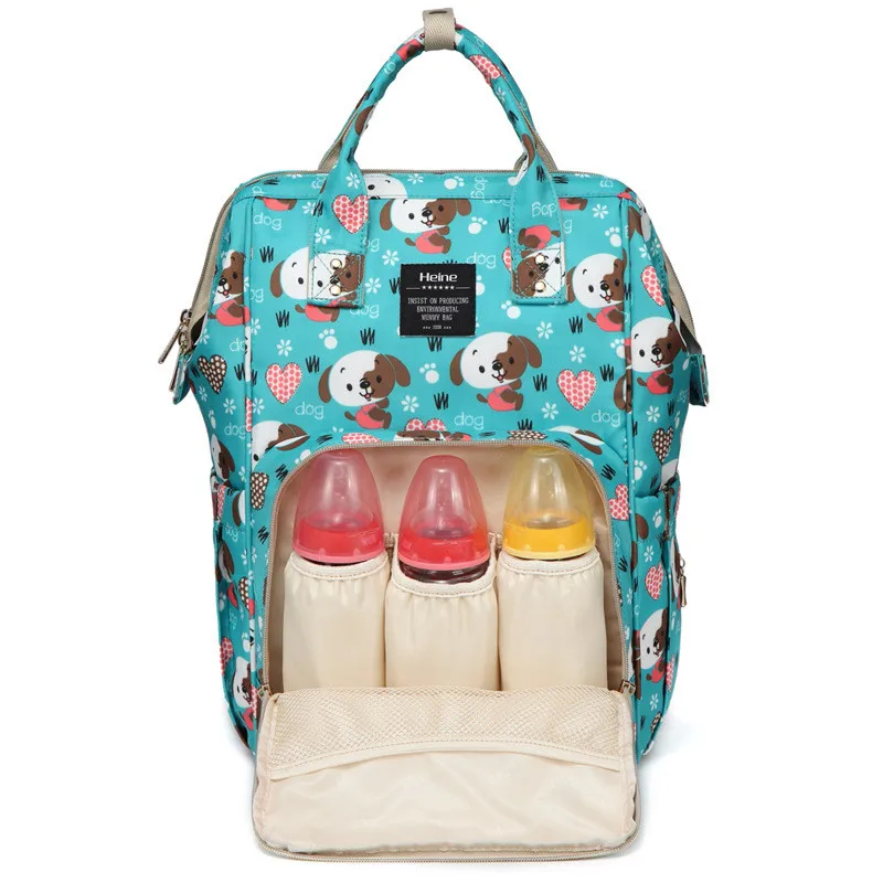 Heine New Products Cartoon Puppy Fashion Camo Printed Mummy Travel Shoulder Backpack Bag 17