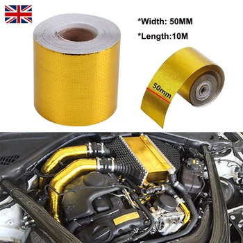 

Car Exhaust Pipe Aluminum Foil Tape Automotive Exhaust Pipe Decorative Tape Gold Heat Shield Wrap Tape 50mm * 10m