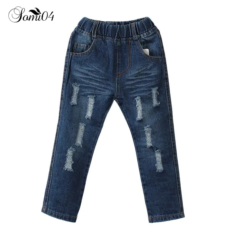 

Children Broken Hole Pants Trousers 2018 New Spring Baby Boys Girls Jeans Brand Fashion Autumn 2 3 5 7 8 10 Years Kids Clothing
