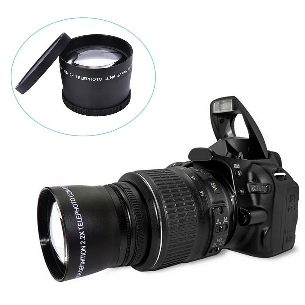 Телеобъектив + салфетка для очистки 58 мм 2.0X Canon Nikon Sony Pentax | Электроника
