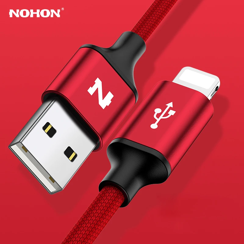 Nohon Cable For iPhone X 8 8Plus 7 7Plus 6 6S Plus 5S iOS 11 10 9 8 7 iPad 8pin Fast Charger Data Sync Phone Cable For Lightning