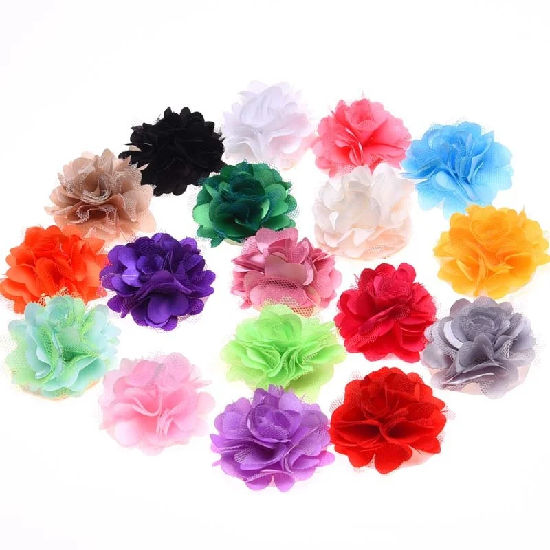 Yundfly 10PCS Chic Mesh Tulle Flower for DIY Baby Hair Accessories Handmade Artifical Flower