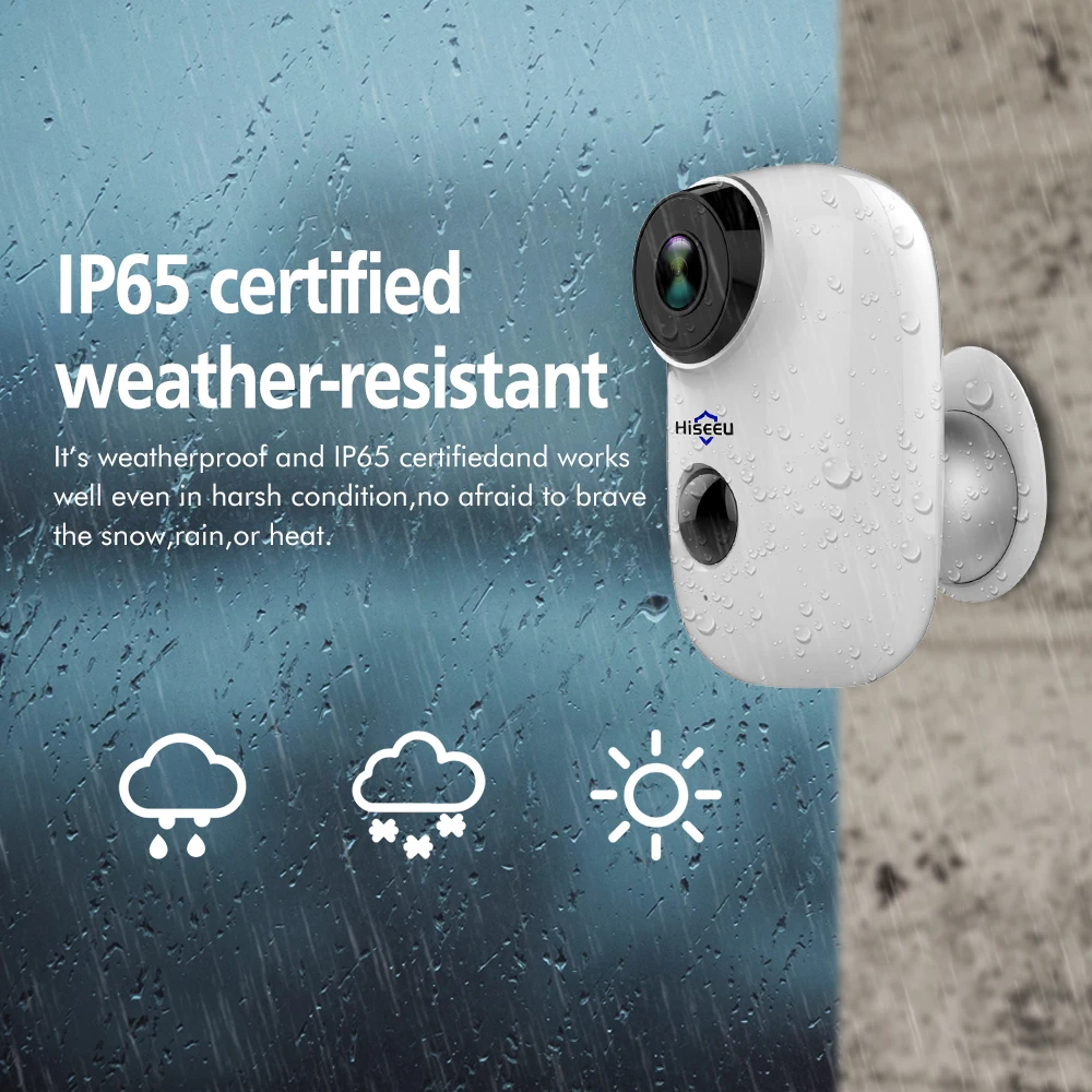 Hiseeu C10 Беспроводная перезаряжаемая батарея ip камера без проводов CCTV wifi наружная