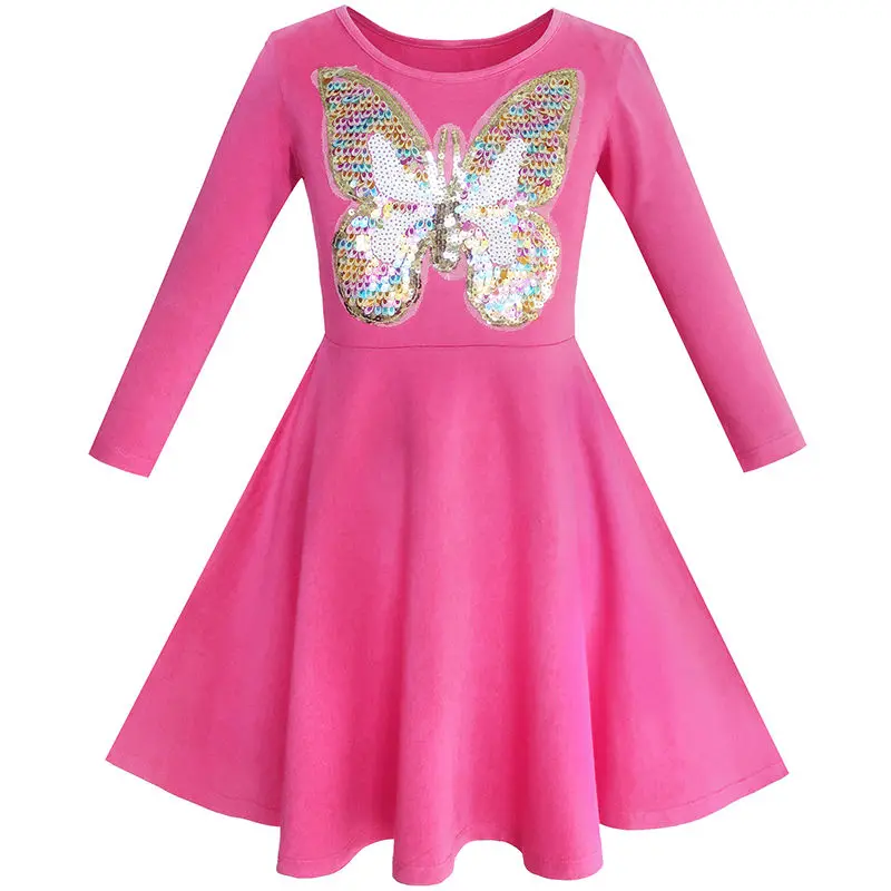 Girls Dress Owl Ice Cream Butterfly Sequin Everyday Dress Cotton 2017 Summer Princess Wedding Party Dresses
