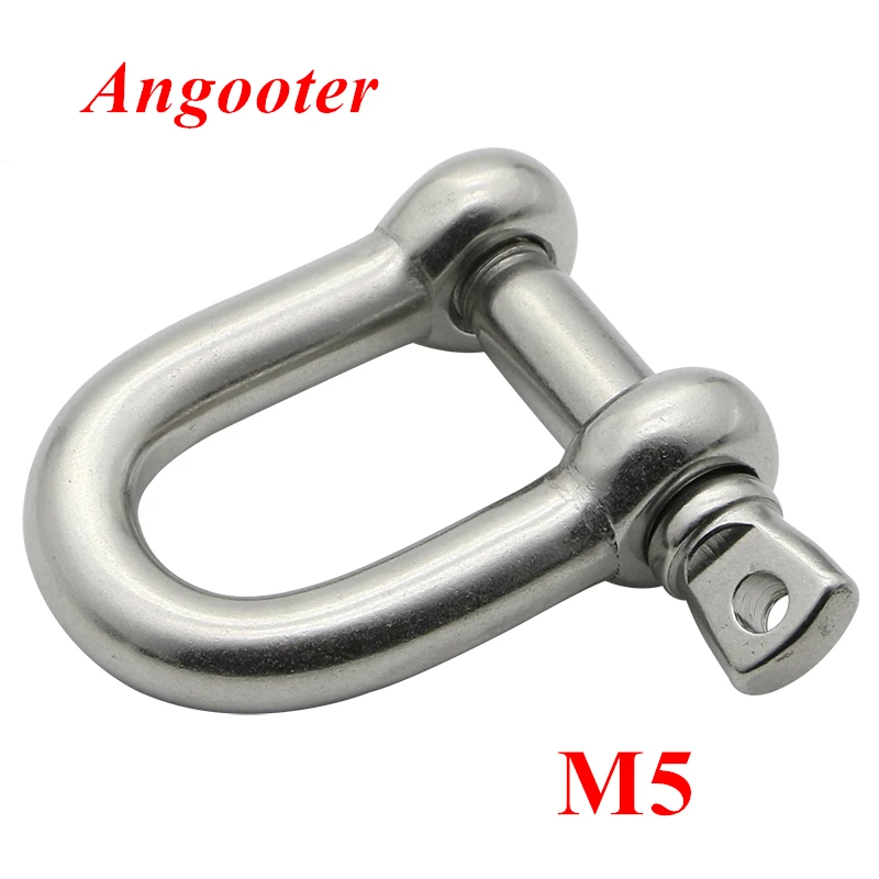 

10pcs M5 Straight D shackle 304 stainless steel D Type Rigging Chain Shackle Hooks , m5 u sling screw Rope Screw