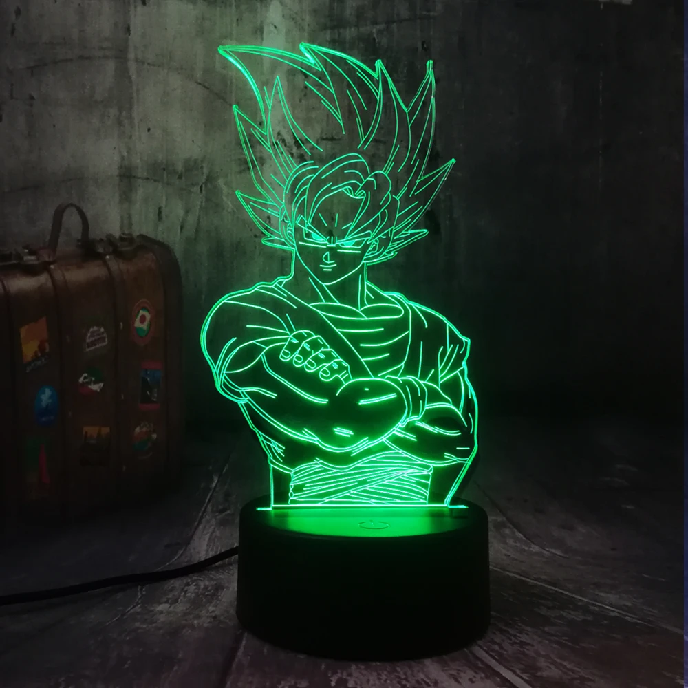 

New Saiyan Son Goku Dragon Ball Kakarotto 3D LED Night Light Table Party Lamp Home Decor Kid Toy Christmas Gift Drop Shipping