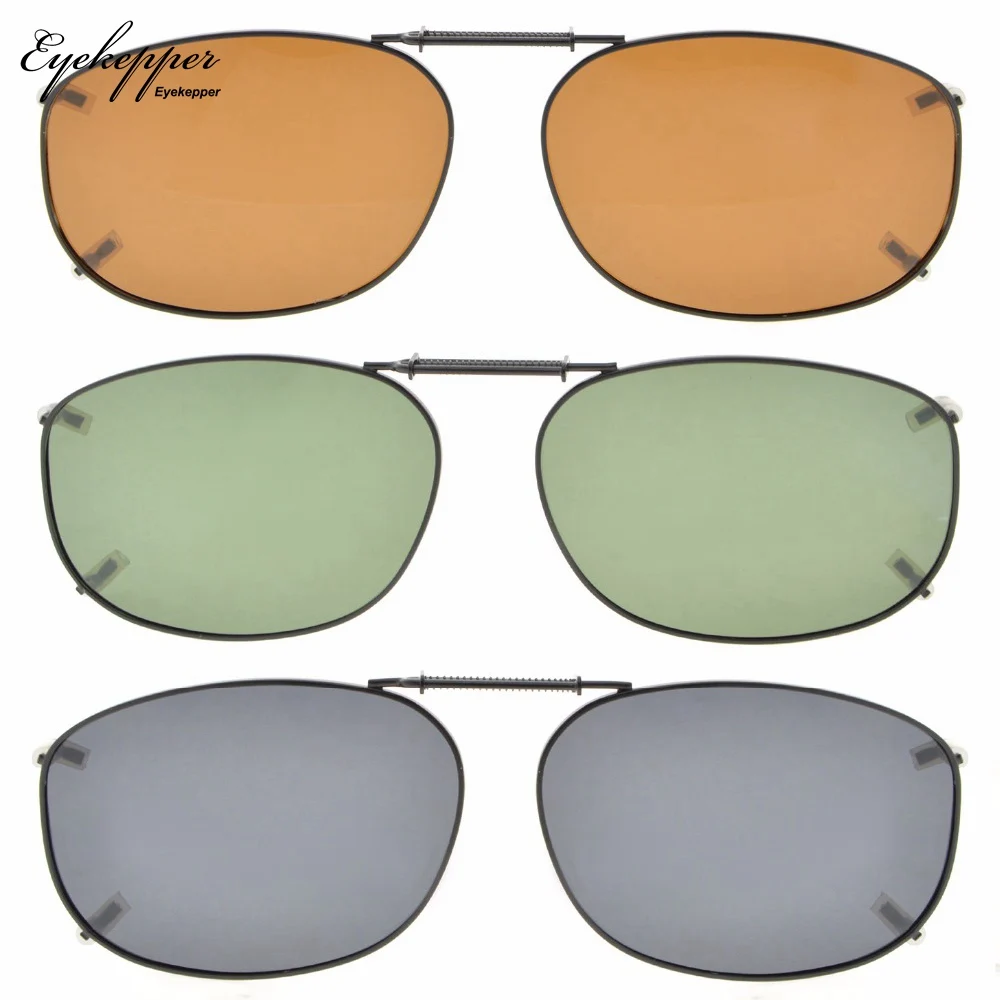 C89 Eyekepper Grey/Brown/G15 Lens 3 pack Clip on Polarized Sunglasses