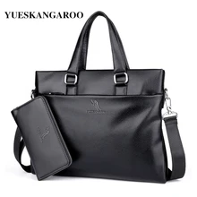 YUES KANGAROO Famous Brand Leather Men Bags A4 Document Business Briefcase 2017 New Handbag Male Crossbody