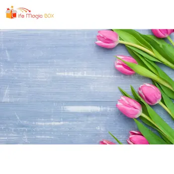 

LIFE MAGIC BOX Background Tulip Wood Flower Floor Board Wedding Photocall Photography Backdrops New Arrival