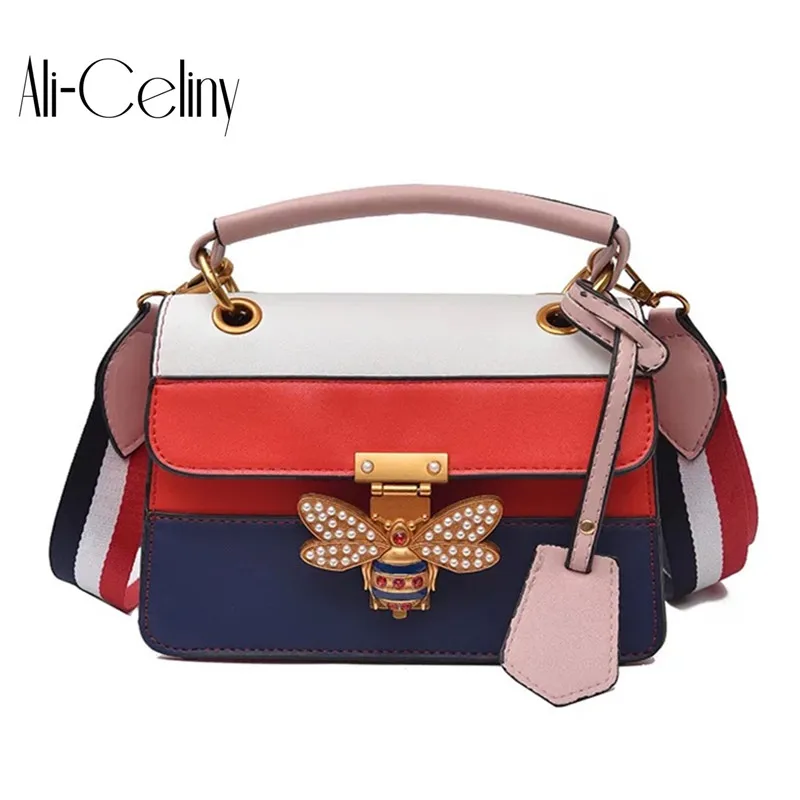 cheap 2019 Luxury Crossbody bag Women Colorful splicing Little Bee Bags GG Design Handbag Female Shoulder Bags Messenger Bag Sac Femme