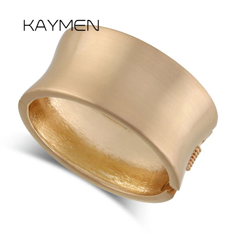 KAYMEN Round Metal Brushed Golden Fashion Bangle for Women Girls Simple Style Statement Bangle Jewelry Gifts Wholesale In Stock 3