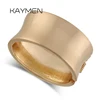 KAYMEN Round Metal Brushed Golden Fashion Bangle for Women Girls Simple Style Statement Bangle Jewelry Gifts Wholesale In Stock 3