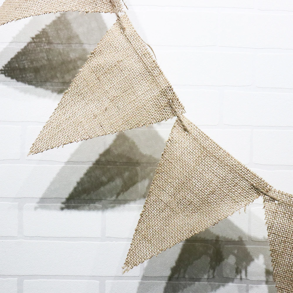 

Jute Fabric Burlap Bunting Banner Pennant For DIY Birthday Wedding Party Photography Prop Decoration