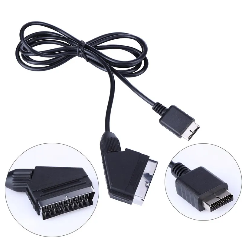 Cable Scart RGB de 1,8 m para Sony Playstation, Cable de juego para consolas PAL/NTSC, PS1, PS2