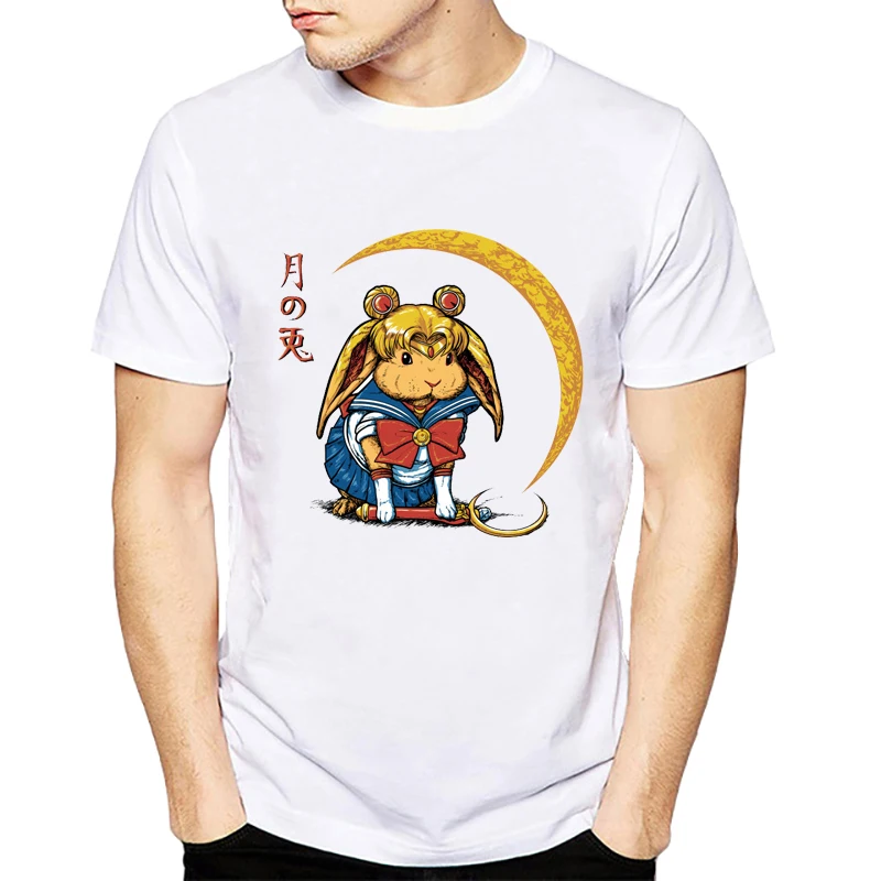Sailor Bunny moon T Shirt men 2019 Summer Fashion Funny tshirt casual white print t shirt for