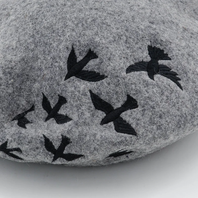 Buy USPOP Hot Fashion women berets female 100% wool beret casual wool thick warm winter hat cute bird embroidery berets painter hat