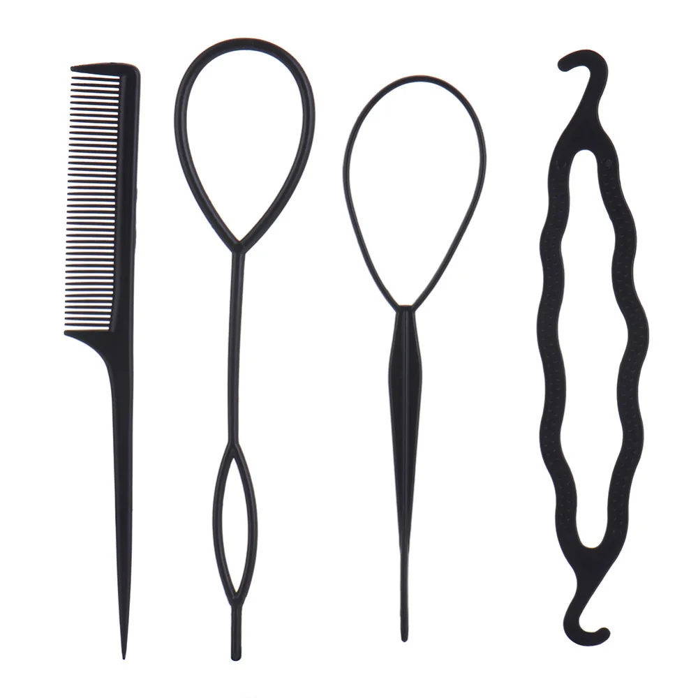 4 Pcs/set Black Plastic DIY Styling Tools Pull Hair Clips Hairpins Comb Hair Bun Maker Twist Hair Accessories Drop Shipping 4 Pcs/set Black Plastic DIY Styling Tools Pull Hair Clips Hairpins Comb Hair Bun Maker Twist Hair Accessories Drop Shipping