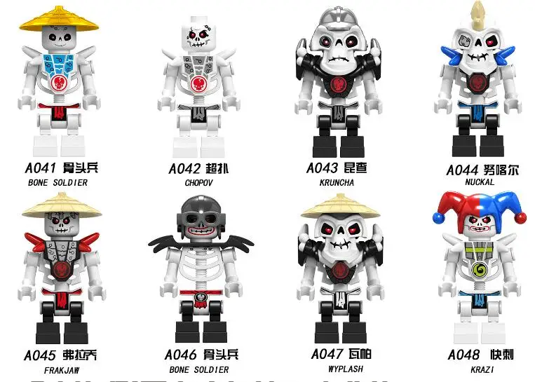 Legoing 8pcs/lot Ninjagoes Skeleton Version Building Blocks Bricks Toys for Children