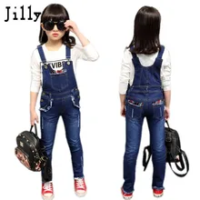 Джинсовые комбинезоны для девочек, Осенний джинсовый комбинезон года с карманами, комбинезон, детские джинсы, комбинезон для маленьких девочек 3-13 лет