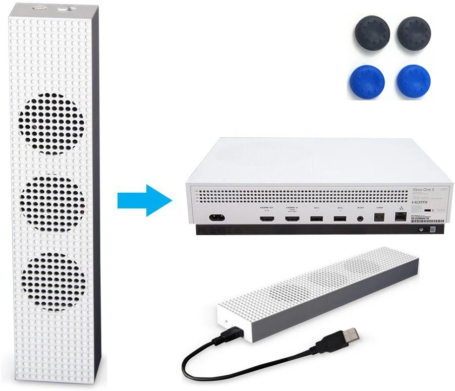 Xbox One S Вентилятор охлаждения с 2 Порты USB HUB и 3 h/l Регулировка скорости охлаждения Вентиляторы кулер для Xbox 360 один тонкий игровой консоли +
