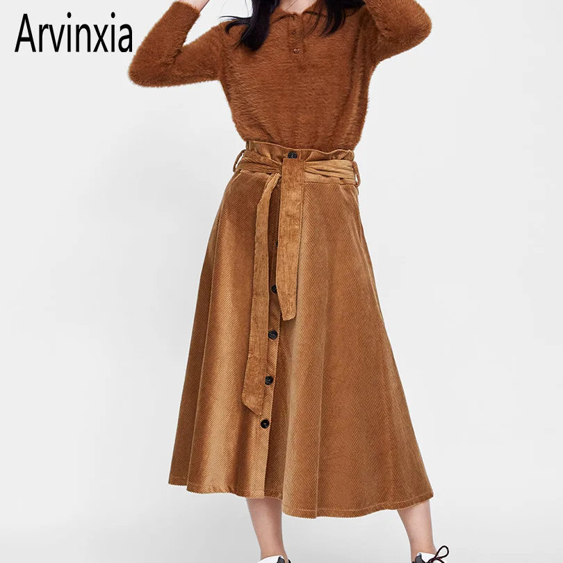 Arvinxia ZA/модный однотонный галстук бабочка женские юбки до середины икры новая