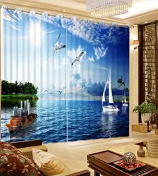 Красивые Шторы 3D Спальня Шторы Лодка на море пейзаж Дизайн Шторы для детей гостиной, шторы