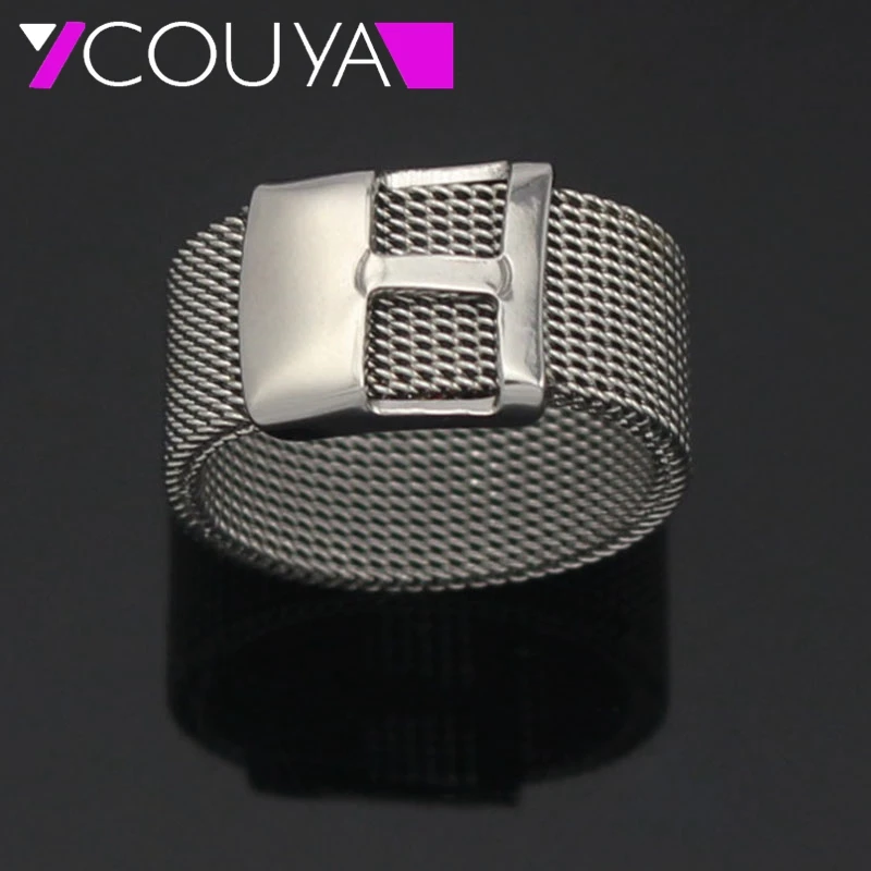 Fashion women jewelry Accessories band strap ring 316L stainless steel wire mesh trendy ring Men Jewelry Wedding Rings