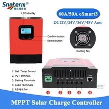 eSmart3 48V 36V 24V 12V авто. 60A 50A 40A 30A 20A MPPT солнечные контроллеры заряда/MPPT Солнечное зарядное устройство регулятор wifi модульный