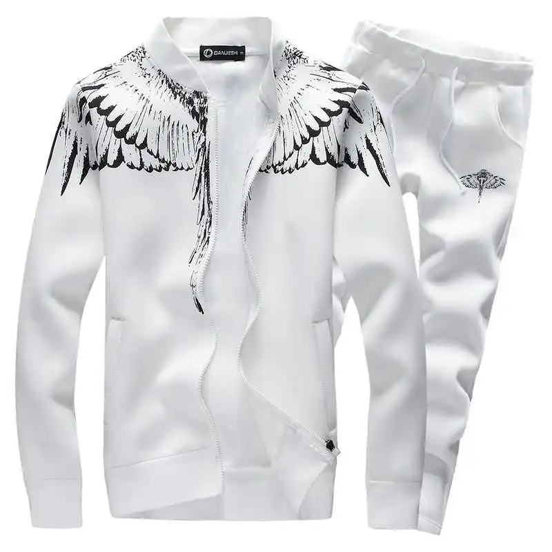 

Autumn Men Hoodies Set 2018 Brand Male Casual Solid Pattern Print Sportswear Zipper Hooded Jacket+Sweatpants Sets Mens Tracksuit
