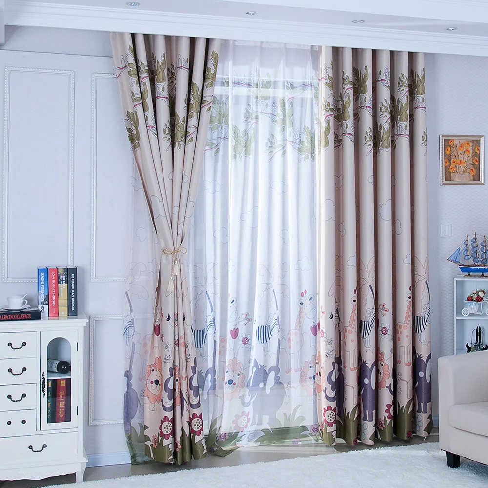 

Shading Curtain Printing Cartoon Animal Polyester Fiber Door Blackout Window Curtains For Bedroom Living Room Home Decor