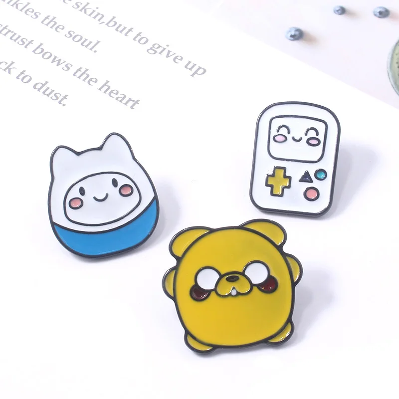 

Animation Adventure Time with Finn and Jake Brooches Round Cute Cartoon Enamel Pin Set Backpack Badge Jewelry