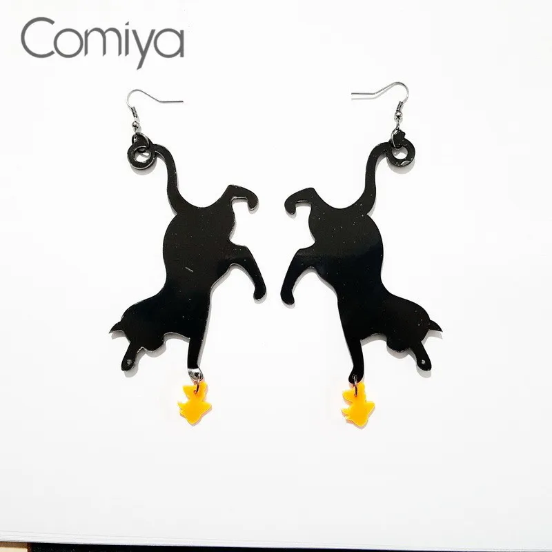 

Comiya Fashion Dangle Earrings For Women Korean Acrylic Black Color Cat Pattern Decoration Long Drop Earring Aliexpress