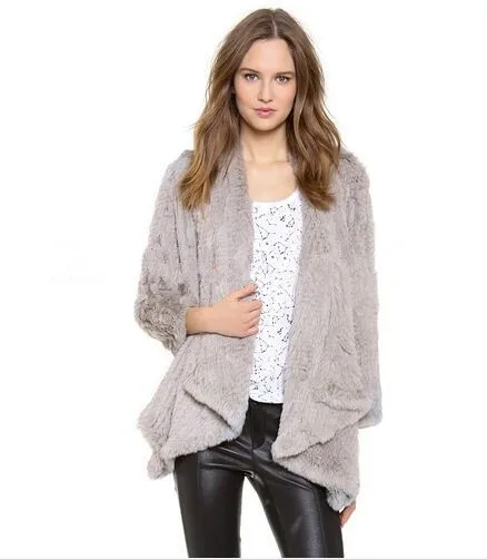 

New Fashion Rabbit Fur Knitted Coat Real Fur Women Jacket Winter Autumn Rabbit Fur Outwear