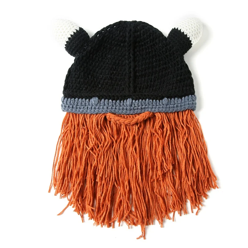 Г-н Сумасшедший Для мужчин варвар Vagabond шапочка викинга борода Рог Шапки ручной смешно Gag Хэллоуин теплая зимняя шапка подарки на день рождения F2