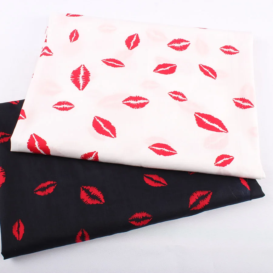 

Poplin fabric lips printing cotton lining fabric for making clothe DIY sewing handwork