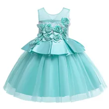 Вечернее платье с цветочным рисунком для маленьких девочек; коллекция года; элегантное вечернее платье для девочек; детское платье на свадьбу и День рождения; платье для девочек 3-12 лет