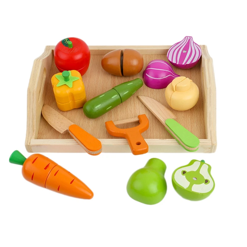 Деревянные игрушки для фруктов и овощей, детский деревянный игрушечный игровой домик, кухонный набор