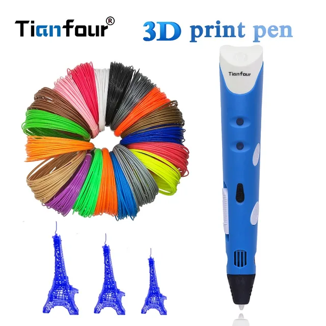 Special Offers Tianfour 2018 Christmas Gift 3D Printer Pen 50m/100m 1.75mm ABS Filaments 3D Printing Pen Drawing Pens Original Design Toys
