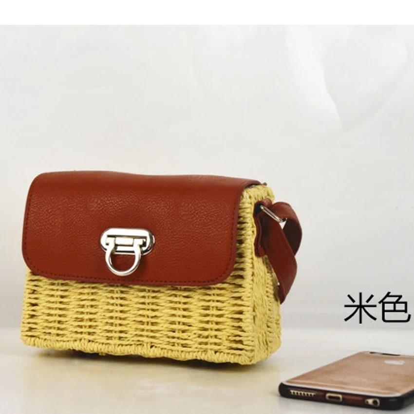 

New paper rope frame cow nose lock wild ethnic style fashion straw bag beach shoulder diagonal female bag