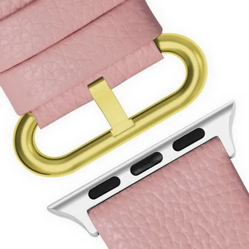 15 цветов Apple Watch Band 3/4 42 мм 38 мм, браслет для iWatch из натуральной кожи с застежкой из нержавеющей стали для iWatch серии 4 и 3 и 2 и 1 - Цвет ремешка: Pink Gold