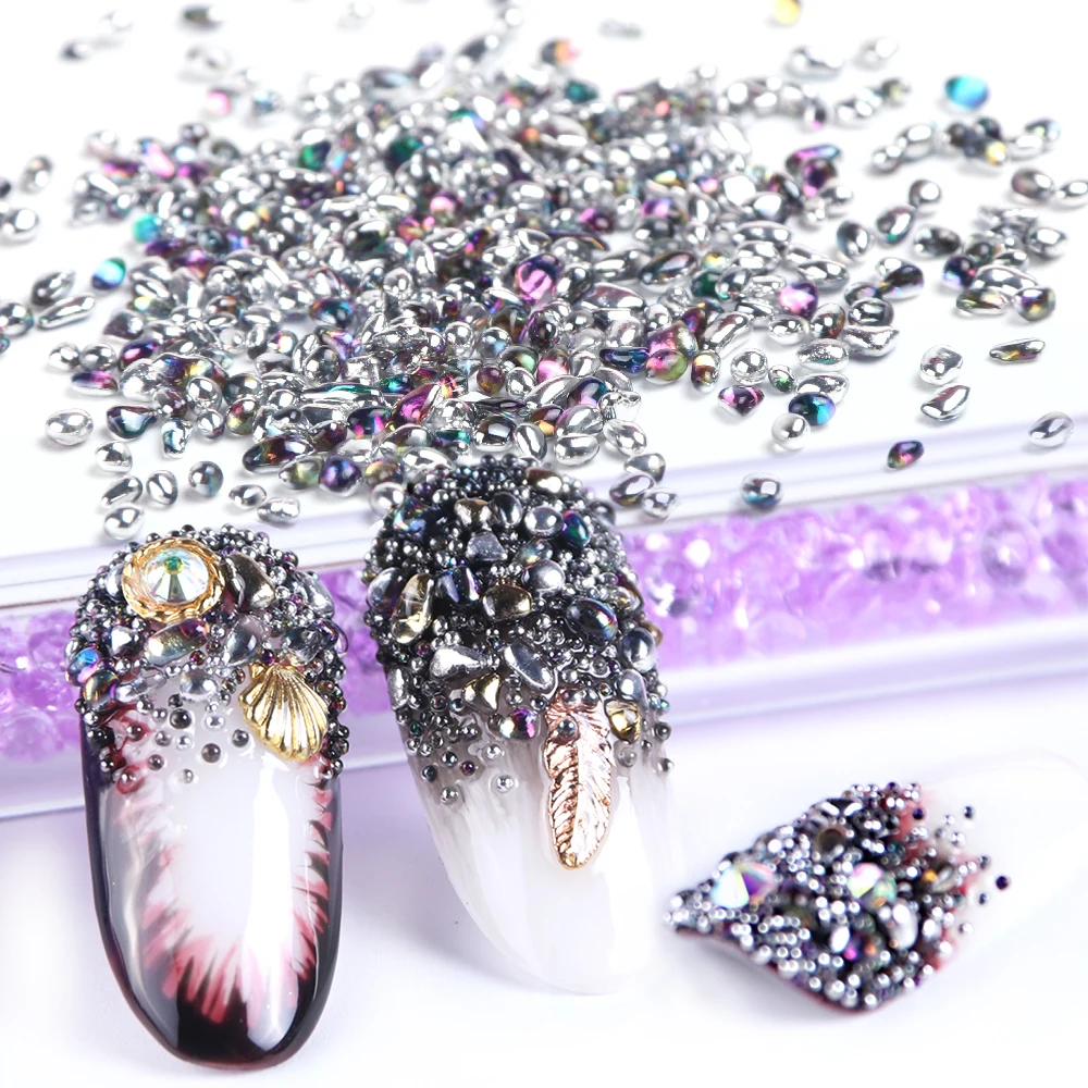 

1pcs Irregular Nail Stones Elf Beads Nail Art Decorations Gold Silver Transparent Strass 3D Rhinestones Studs Manicure BE958