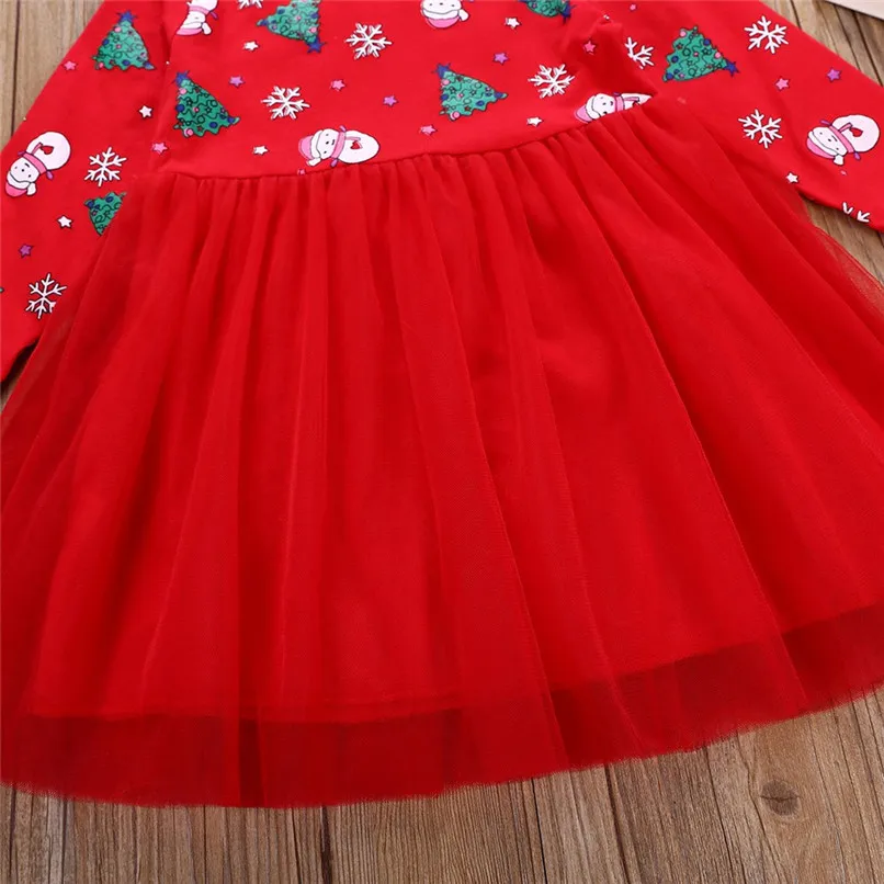 Рождественское платье; платье с длинными рукавами для девочек; праздничное платье принцессы с принтом снеговика для маленьких девочек; Рождественская одежда; детское платье;# BL0