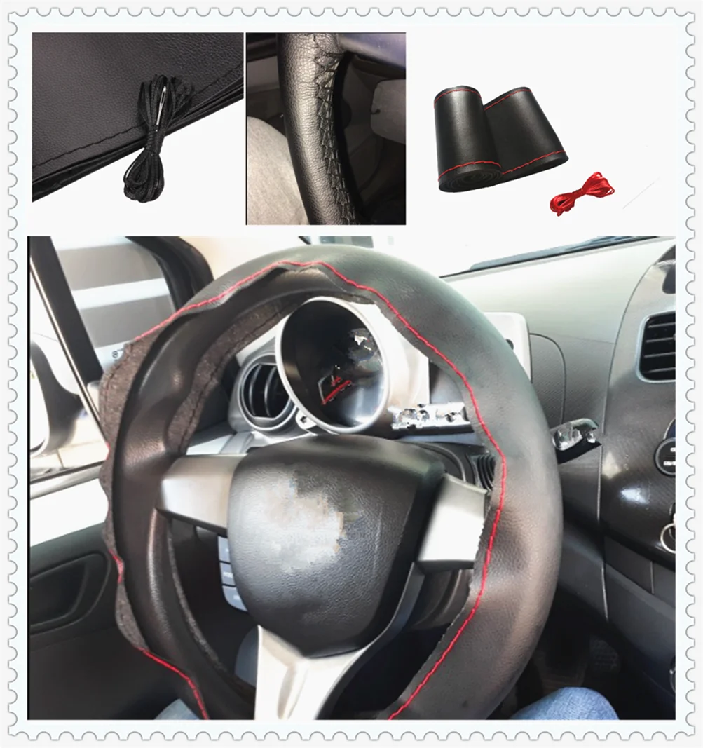 Автозапчасти чехол рулевого колеса DIY38 см волоконное Ручное шитье для Tesla Suzuki Isuzu