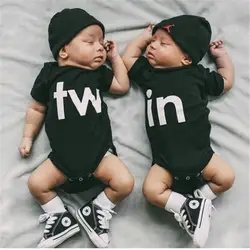 Новорожденных Для маленьких мальчиков Обувь для девочек ползунки 2018 Новые короткий рукав для близнецов комбинезон летний хлопковый