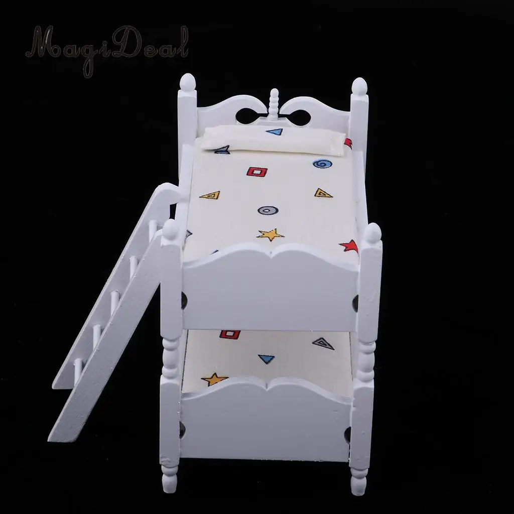 1/12 Scale Lovely Dollhouse Miniatures Kids Bedroom Furniture Bunk Bed White