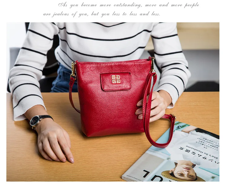 Женская сумка-мессенджер из натуральной кожи, женская модная сумка на плечо из натуральной кожи, Женский кошелек для телефона, Высококачественная сумка через плечо - Цвет: Бургундия