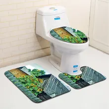 Honlaker 3 шт./компл. натуральный пейзаж узор ванная комната туалет декоративный коврик фланелевая печать и окрашивание нескользящий коврик для ванной